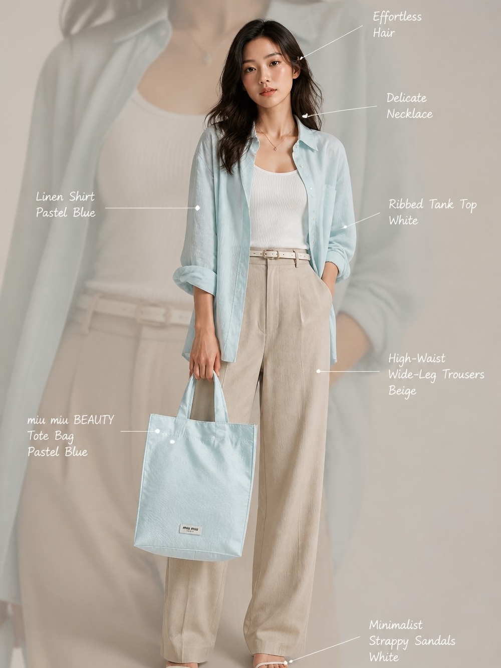 miu miu Beauty Pastel Blue Tote Bag – Women’s Casual Everyday Bag